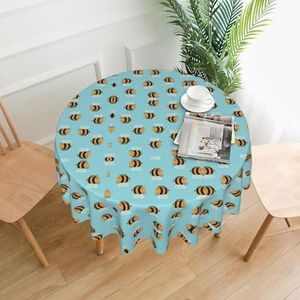 OTTKGGA Cartoon Bee Patroon 60 inch Ronde Tafelkleed Decoratieve Tafelhoes Waterdicht Wasbaar Partijen Bruiloften Home Decor