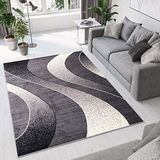 Tapiso Boho Vloerkleed Rond Grijs Beige Shaggy Bohemian Design Duurzaam Slaapkamer Woonkamer Hal Maat- 200x200