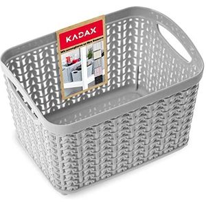 KADAX Opbergmand van kunststof, opbergdoos, mand voor opslag, badkamer, keuken, lichte universele mand met handgrepen, opbergcontainer (1,5 l, grijs)