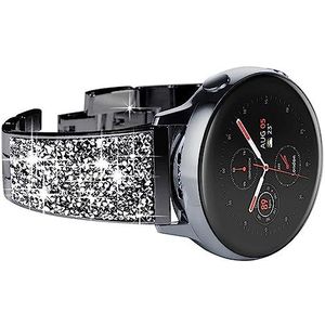 ENICEN 20 2 2 mm Diamond roestvrijstalen riem passen for Samsung Galaxy Active 2 40 44mm band 42 46 mm Compatible With Samsung Gear S3 Classic/Frontier Belt (Color : Black, Size : 20mm)