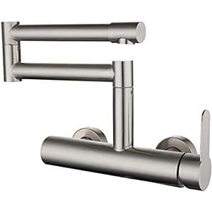 Wall-Mounted Kitchen Sink Mixer Tap For Kitchen Sink Stainless Steel Brushed Kitchen Sink Mixer Taps 360°Rotatable Fold Kitchen Taps Mixer