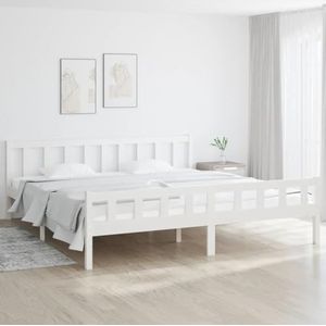 AJJHUUKI Bedden & Accessoires Bedframe Wit Massief Hout 160x200 cm Meubels