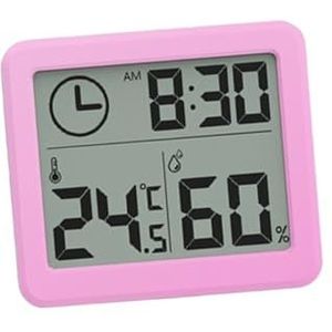Multifunctionele Thermometer Hygrometer Automatische Elektronische Temperatuur-vochtigheidsbewaking Klok 3,2 Inch Groot LCD-scherm(Pink)