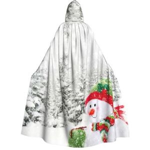 Carnaval cape met capuchon voor dames en heren, volledige lengte, cosplay-kostuum, mantel, 190 cm, vrolijk kerstfeest met vrolijke sneeuwpop