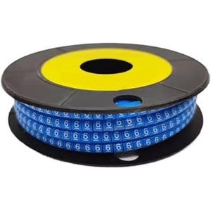 Kleurrijke draadnummermarkering, Draadmarkeringslabels 0-9 Nummer 2,5 mm2 Spiraalwikkeling Multicolor 18AWG-12AWG 250-1000 stuks(No.6,EC 1)