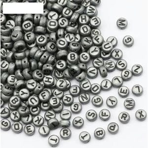 Platte Ronde 4X7MM Zilver Kleur Letter Kralen Acryl Willekeurig Alfabet Losse Kralen Voor DIY Kinderarmband DIY Sieraden Maken-B06578-100PCS