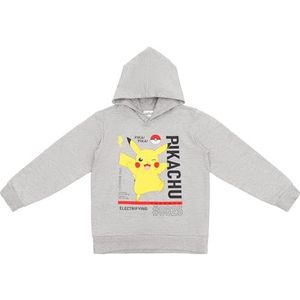 Pokémon capuchontrui, hoodie, voor jongens en meisjes, ontwerp Pikachu, grijs-geel, 116