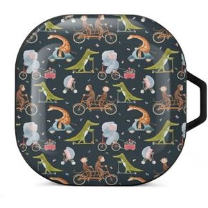 Grappige verschillende dieren rijden fietsen oordopjes hoesje compatibel met Samsung hard shell beschermhoes zwart stijl