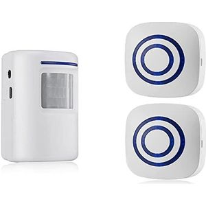 Shop Bell Draadloos Alarmsysteem met Bewegingssensor Toegangsmelder Bewegingsbel met 38 Ringtones Bereik tot 100 m (1 Sensor + 2 Ontvangers)