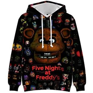 Five Nights Game Hoodies 3D Gedrukt FNAF Hoodies Cartoon Losse Mode Lange Mouw Hoodies Trui Sweatshirt Top voor Vrouwen en Mannen, type 4, S