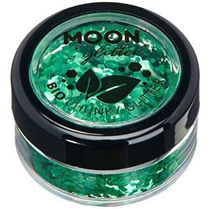 Eco Chunky Glitter van Moon Glitter biologisch afbreekbaar, 100% biologische glitter cosmetica voor gezicht, lichaam, nagels, haar en lippen, 3 g, groen