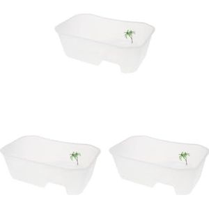 3 set Plastic Reptiel Terrapin Schildpad Schildpad Tank Vivarium Voeding Doos Wit