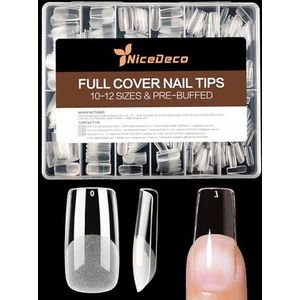 Nicedeco Valse Nageltips Kunstnagels, 504 Stuks Vierkante Medium False Nails 12 Maten Soft Gel Tips Transparante Matte Voorgevormde Zachte Extensies Volledige Bedekking Zachte Prevormdem, 018