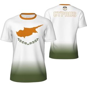 Sport Mesh T-Shirt Cyprus Vlag voor Running Bike Voetbal Tennis Voetbal Fitness Tees 3D Gedrukt, Meerkleurig, S