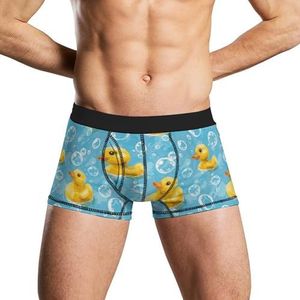 Gele Rubber Eend En Bubbles Mens Ondergoed Ademend Boxer Slips Zachte Stretch Boxers Trunks