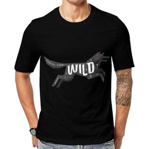Running Wild Wolf T-shirt voor heren met korte mouwen en ronde hals print casual T-shirt L