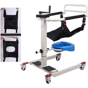 GLDWEY Patiëntenlift voor thuis, multifunctionele patiënttransferlifter W/gewatteerde stoel ouderen gehandicapte full body stalen transportrolstoel voor verpleging verlamde ouderen (kleur: C)