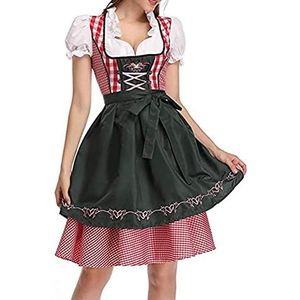 VOUNEDA Oktoberfest-kostuum voor dames, Duits bierfestivalkostuum voor dames, biermeisje, meisjeskostuum in nationale stijl, bierfestival, tovenkostuum, Oktoberfest dirndl-jurk met schort dienstmeisje