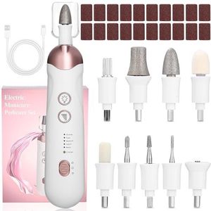 Elektrische nagelvijl en manicureset voor nauwkeurig vormen en vijlen, 9-in-1 professionele draagbare nagelfrees, 15.000 omw/min, gelnagels voor handen en voeten
