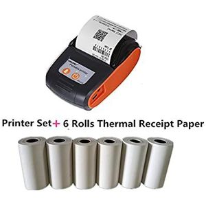 Draagbare Printer, Mini 58mm Papier Bill Pocket Bluetooth-printer Draadloze Draagbare Thermische Ontvangstprinter Mobiel(Nero)