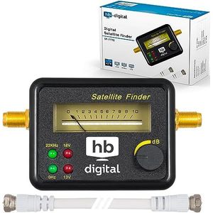 HB Digitaal satfinder met 4 LED analoge weergave, vergulde aansluitingen en geluidssignaal + F-verbindingskabel + Duitse handleiding
