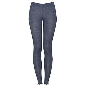 DILLING Merinowollen/Zijden Legging Met Ruches Aan De Onderkant Voor Dames. Blauw melange 44