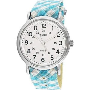 Timex Dames Weekender TW2R24400 Blauw Nylon Analoog Quartz Mode Horloge