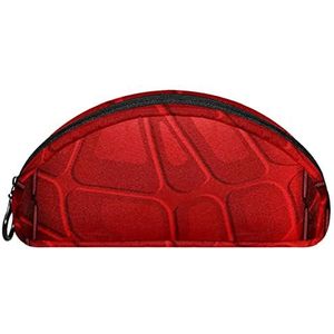 Etui Halve cirkel Briefpapier Pen Bag Pouch Holder Case rood lederen kussen textuur, Multi kleuren, 19.5x4x8.8cm/7.7x1.6x3.5in, Make-up zakje