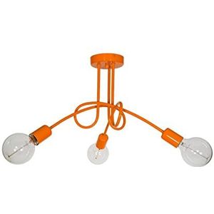 Light-Home Industrieel Pendellamp Edison - Moderne Hanglampe voor Woonkamer, Slaapkamer Eetkamer en Keuken – Metaal - 3 Lichtbronnen - Oranje