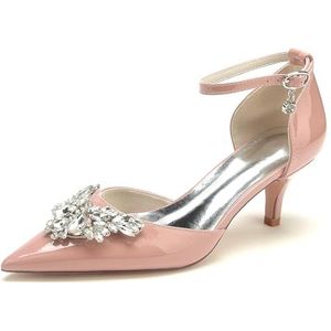 GHSIRUEU - Bruiloft Pumps - Nude Pink - Lage Hakken - Strass Steentjes