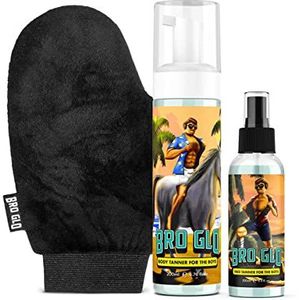 bro glo bro glo Zelfbruiner voor jongens, starterspakket, zelfbruiner zonder zon, eenvoudig voor gezicht en lichaam, met handschoen