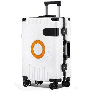 Reiskoffer Bagage Koffer Lichtgewicht Koffer Met TSA-slot Universele Wielen Aluminium Frame Handbagage Handbagage (Color : Bianco, Size : 24 inch)