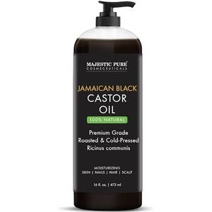 MAJESTIC PURE Jamaicaanse zwarte ricinusolie voor haargroei en natuurlijke huidverzorging – geroosterd en koudgeperst – massage, hoofdhuid, haar en nagels – 400 ml
