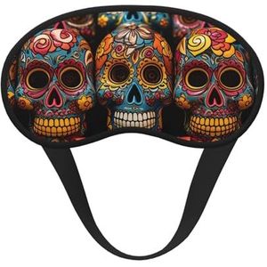 Slaapoogmasker voor dames en heren, zacht, comfortabel slaapmasker, verduisterend, slapende oogbedekking voor reizen, yoga, dutje, werk, kleurrijke suikerschedels