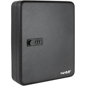 HMF 14500-02 sleutelbox met cijfercode, 45 haken, 30 x 24 x 7,5 cm, zwart