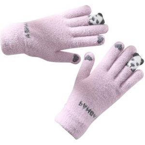 yeeplant Winter Leuke Panda-Thema Dames Thermische Handschoenen Gezellige Dikke Mode Klassieke Koud Weer Outdoor Handschoenen, roze, 3