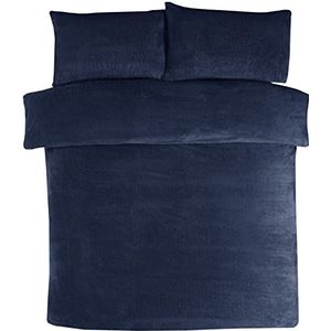 Sleepdown Beddengoedset met kussenslopen, teddyfleece, warm, gezellig, superzacht, eenpersoonsbed (135 x 200 cm), polyester, marineblauw