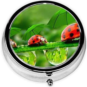 Pillendoos Grappig Lieveheersbeestje Ronde Pil Case 3 Compartiment Geneeskunde Pil Organizer Leuke Pil Organizer Draagbare Reizen Pillendoos Geneeskunde Vitamine Kabeljauw Leverolie Opbergdoos Unieke