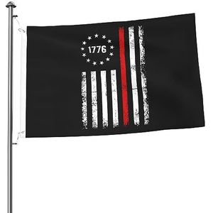 Tuinvlag dunne rode lijn 1776 Betsy Ross vlag bedrukte vlag premium werfvlag high-end vlag voor binnenplaats, huis, huis, 90 x 150 cm