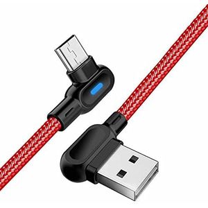 USB Type C kabel, superieure ZRL® 90 graden met led licht nylon gevlochten Type A naar C oplader voor Samsung Galaxy S10+/S9+/Note 8 9 /Huawei P30 P20 Pro OnePlus 6 7 Pro(0.8/3.3/6.6 FT) 2m Red-Micro