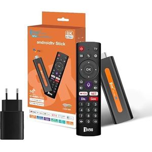 TV Stick 4K Streaming Device 4K HDR Android TV Stick, Ondersteunt Wi-Fi 2,4 GHz/5 GHz, Remote Voice Control HDR10+4k (H6 2+16 APP)