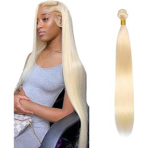 Salharer Bone Straight Human Hair Bundles Single Extensions Machine Double Wefts Unprocessed Remy Weave #613 Blonde Color for Woman 18 Inch