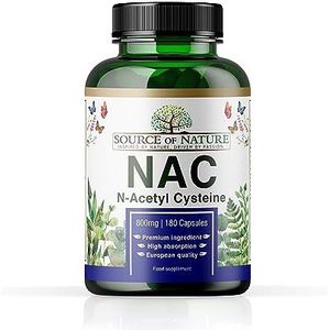 NAC | 180 Capsules | 800mg | 180 capsules | Source of Nature® | N-Acetyl Cysteine | Veganistisch | EU-productie | Natuurlijk