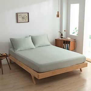 Hoeslaken gemaakt van 100% biologisch bamboe geschikt voor matrassen tot 35 cm - 100% Zacht - Hotel gevoel - (Sage Green, 180x220)