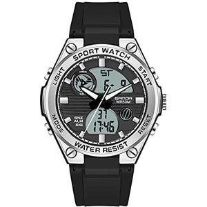 KXAITO Vrouwen Dames Outdoor Waterdichte Sport Horloge Quartz Horloge Mode Armband Beweging Analoog-Digitale Display Meisjes Horloges, 01_zwart Zilver 01, Quartz Horloge