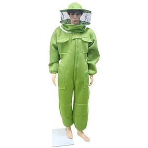 Bijenstalpak, 3D ademende lucht katoenen stof ontwerp bijenteelt beschermende kleding kleding anti-bijenkleding imker kostuum(Round Hat Green,L)