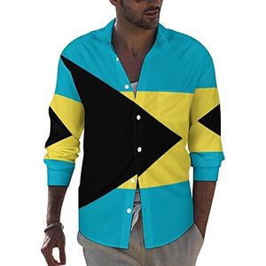 Bahama's vlag heren button-down shirt met lange mouwen casual strand tops met zak normale pasvorm