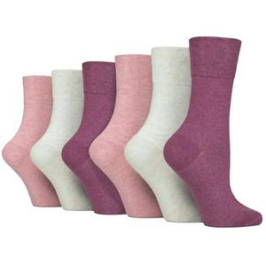 IOMI - Set van 6 katoenen sokken voor dames, zonder elastiek, verkrijgbaar in 8 kleuren, roze/mint/framboos, 37-42 EU