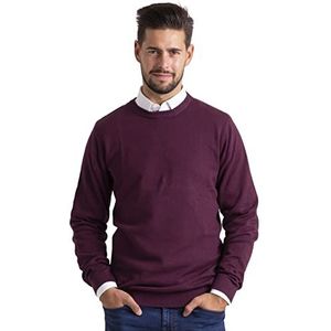 BlauerHafen Heren Slim-Fit Sweater Pullover Ronde Hals Crew Lange Mouwen Casual Katoenen Jumper, bordeaux, XL