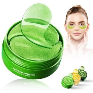 Collageen- en Hyaluronzuur Oogpatches, 60 stuks collagen mask, aloë vera eye patches om donkere kringen onder de ogen te verhelderen, herbruikbare patches voor de ogen tegen wallen, rimpels en